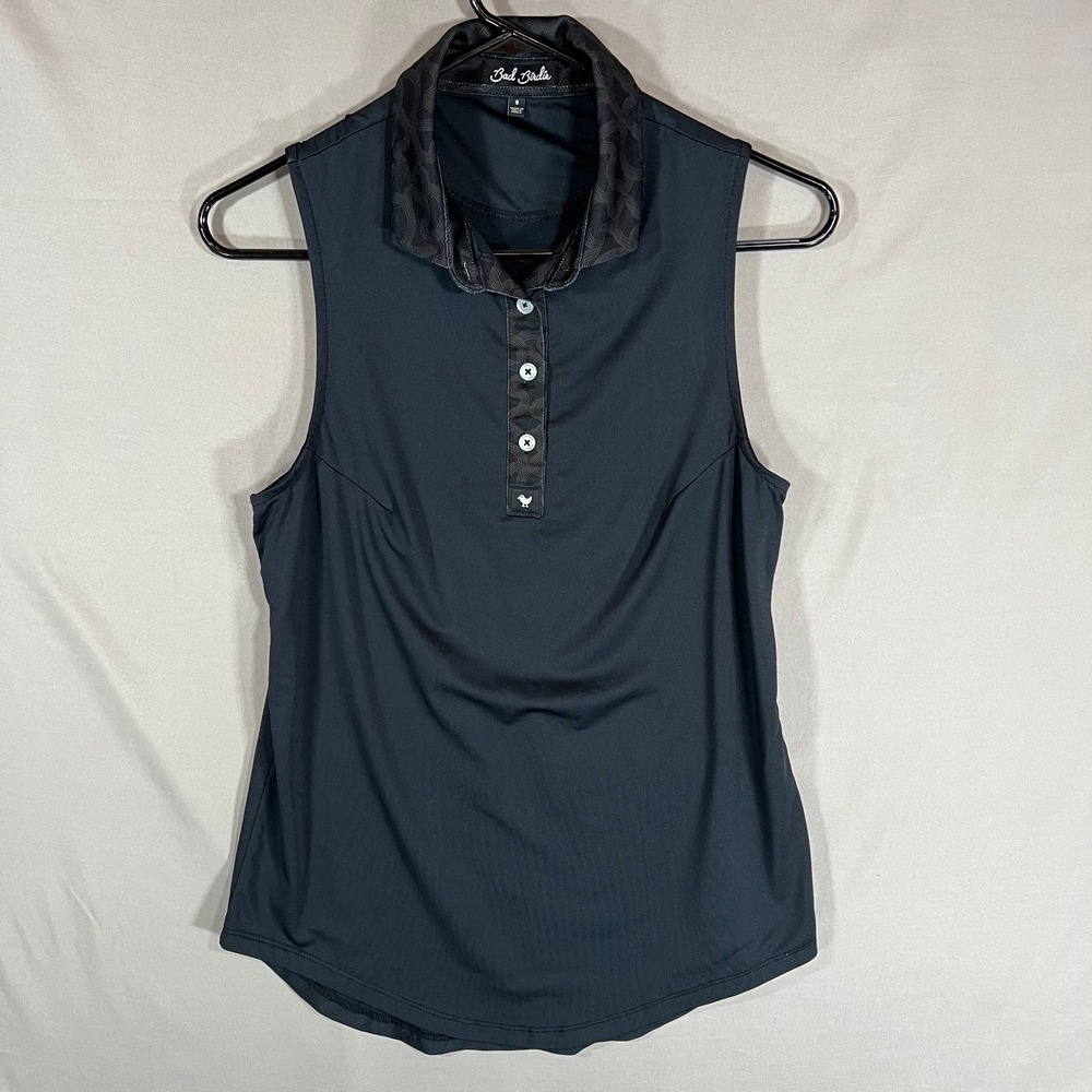 Women's Bad Birdie XS Sleeveless Core Golf Polo Medium Black 3 button